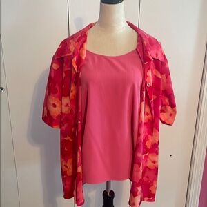 Briggs New York Pink Boxy Camisole with Notched Collar